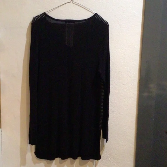 Metalicus, Black Knitted Tunic with Silver Stripes, Size M-L - Picture 2 of 6